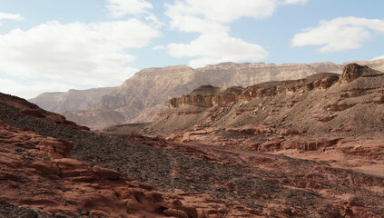 Rock and red terrain, in the national geological Timna park, Israel
