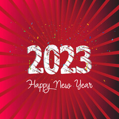 2023 Celebration of Happy New Year text colorful scatter effect graphics design
