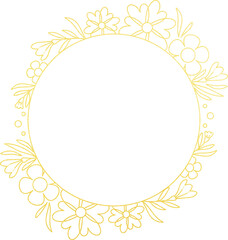 Gold Foil Circle Flower Frame 
