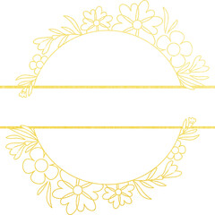 Fototapeta na wymiar Gold Foil Flower Name Frame Split Monogram 