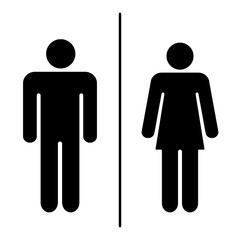 Fototapeta na wymiar Minimalistic Woman and Man public toilet signs set. Restroom door pictograms vector illustration