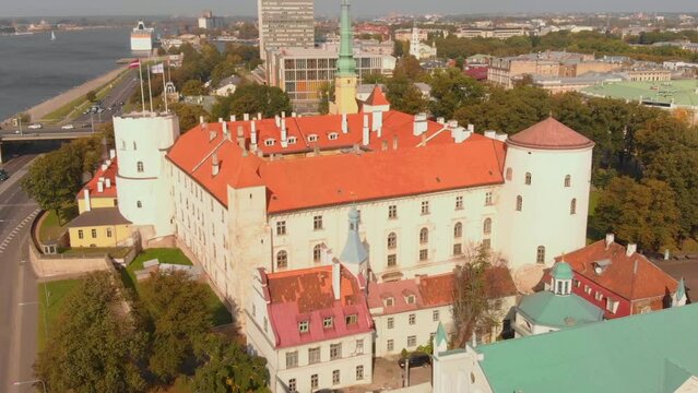 Royalty of Riga castle Pils laukums Latvia aerial 