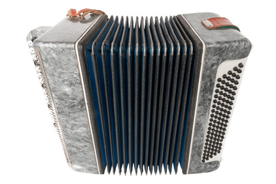 vintage musical accordion, on an isolated background