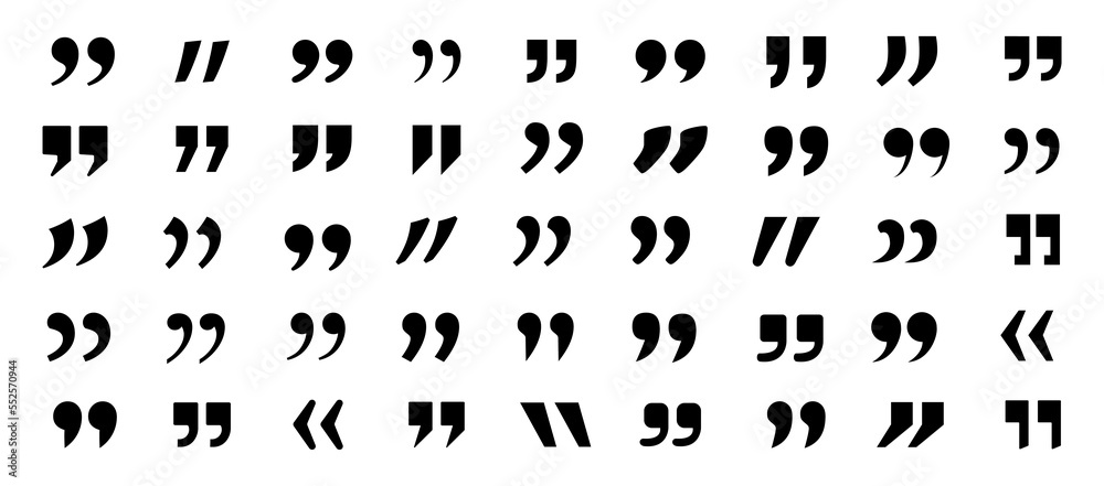Fototapete set of quote mark icons isolated on white background.quotation marks.black quotes icon collection.ve