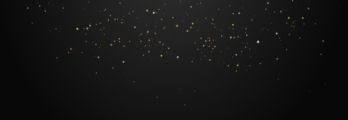 Wide Black Background with Golden Glitter Particles. Vector illustration