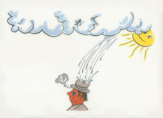 Unpredictable weather: sun, clouds and rain. Rain was clearly not expected.