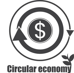 Circular economy icon, economy icon black vector
