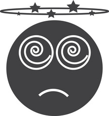 Dizziness icon, dizzy emotion icon vector black vector