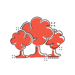 Tree icon in comic style. Forest cartoon vector illustration on white isolated background. Plant splash effect sign business concept.