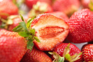 berries of ripe red juicy fresh strawberries