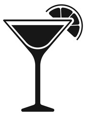 Cocktail black icon. Cosmopolitan alcohol drink refreshment