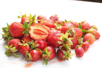 berries of ripe red juicy fresh strawberries