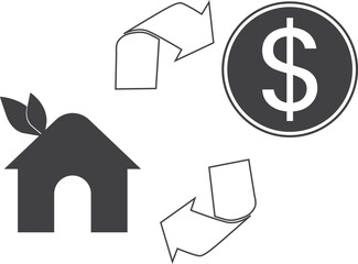 Circular economy icon, marketing icon black vector