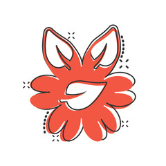 Obraz premium Leaf and chamomile icon in comic style. Flower with plant cartoon vector illustration on white isolated background. Eco power splash effect sign business concept.