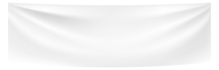 Hanging blank cloth. White realistic fold mockup