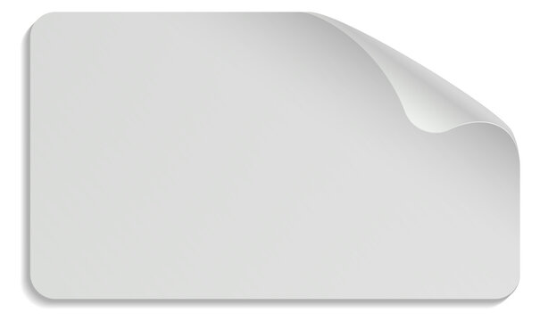 Sticky label with curled corner. Blank paper mockup