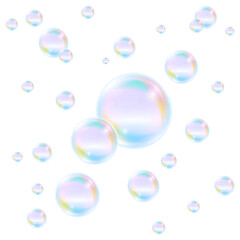 Realistic bubbles. Colorful soap foam air balls