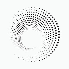 Halftone abstract spiral background. Dotted abstract concentric circle backdrop. Spiral, swirl, twirl halftone design element for various purposes.