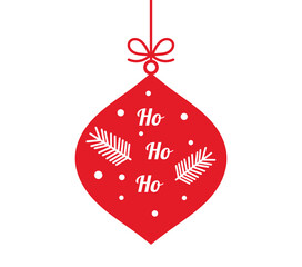 Christmas ball hanging ornament isolated on white background.