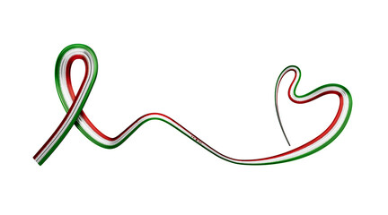 Fototapeta na wymiar Iran flag Abstract green white red heart ribbon flag 3d illustration