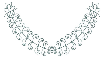 Curled line floral ornament element. Wedding decor