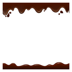 Melted chocolate horizontal borders. Sweet dripping frame