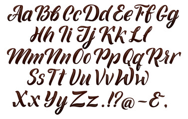 Chocolate alphabet. Liquid melt font. Sweet letters