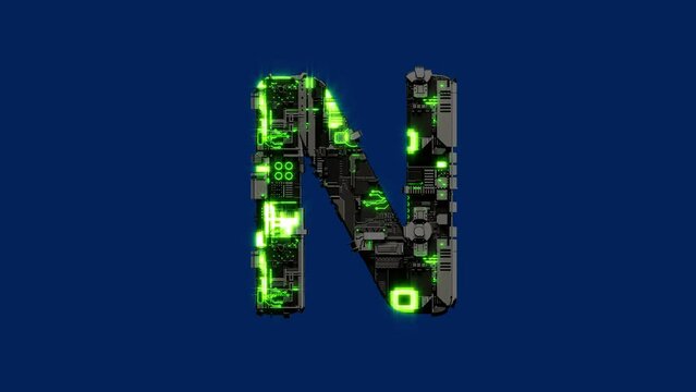 letter N, dark iron cyber punk distorted alphabet, isolated - loop video