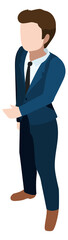 Standing businessman isometric character. Confident modern person