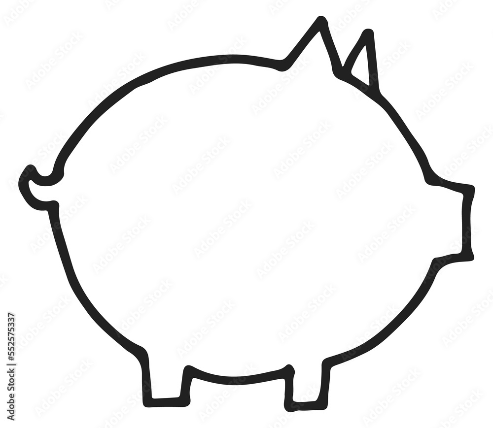 Sticker Pig doodle. Hand drawn baby animal icon