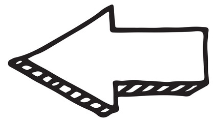Left arrow doodle. Direction icon. Hand drawn pointer