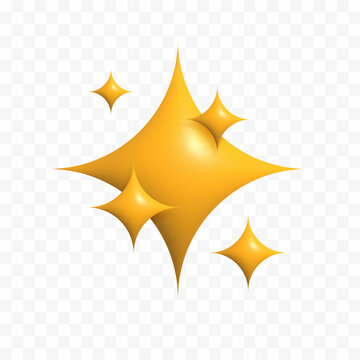 3D Vector yellow stars sparkle firework, Decoration twinkle, shiny flash. Glowing light effect stars and bursts
