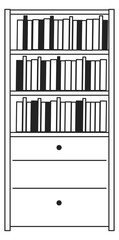 Bookcase icon. Home furniture with books on shelves