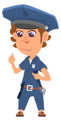 Police kid. Cute cartoon patrol officer character