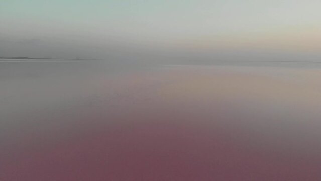 Salt pink lake Tuz. Drone footage. Aerial view, Drone view. The second largest lake in Turkey and one of the largest hypersaline lakes in the world. Landscape.