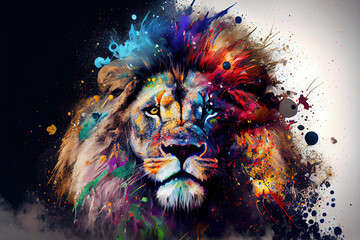 paint splat lion portrait 