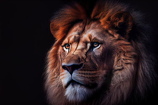 lion in portrait photo style