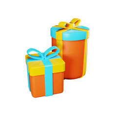 3D Gift Box Icon, 3D rendering and 3D illustration, Transparent