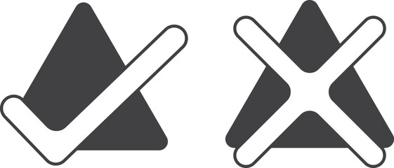 Approve and not approve icon, checkmark icon black vector