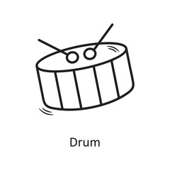Drum vector outline Icon Design illustration. Christmas Symbol on White background EPS 10 File