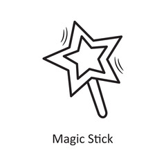 Obraz premium Magic Stick vector outline Icon Design illustration. Christmas Symbol on White background EPS 10 File