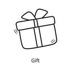Gift vector outline Icon Design illustration. Christmas Symbol on White background EPS 10 File
