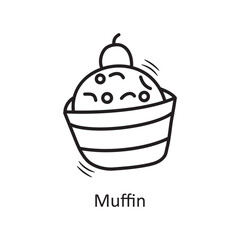 Muffin vector outline Icon Design illustration. Christmas Symbol on White background EPS 10 File