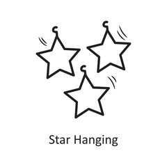 Obraz premium Star Hanging vector outline Icon Design illustration. Christmas Symbol on White background EPS 10 File
