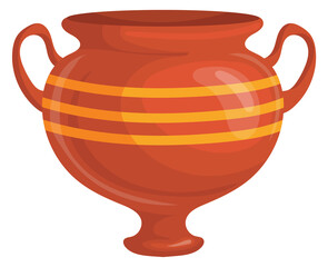 Ceramic pot. Traditional greek vessel. Cartoon clay