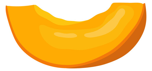 Pumpkin slice icon. Cartoon raw vegetable piece