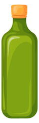 Olive oil bottle. Cartoon green glass with virgin fat