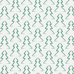 Christmas tree seamless pattern New Year tree traditional festive symbol of the winter holiday Modern brush painting Vector illustration