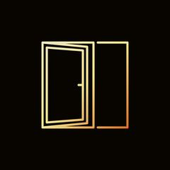 Opened Door vector concept colorful icon in line style