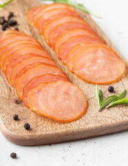 Close up of thinly slices raw dries turkey